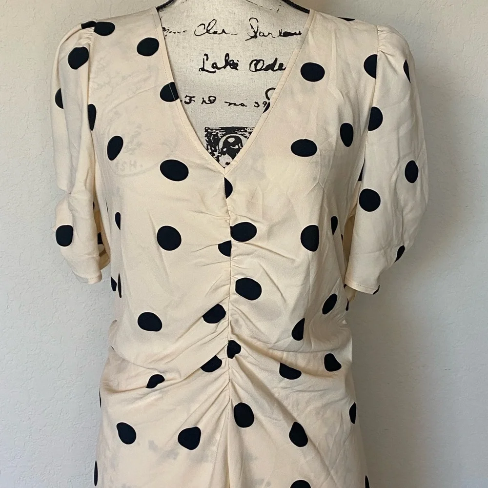 a new day Cream and black Polka Dots High Low Dress NWT - Picture 4 of 11